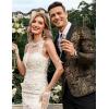 COOFANDY Men’s Floral Tuxedo Jacket Jacquard Suit Jacket Slim Fit Blazer for Wedding, Prom, Dinner(Type02-gold)
