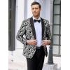 COOFANDY Men’s Floral Tuxedo Jacket Jacquard Suit Jacket Slim Fit Blazer for Wedding, Prom, Dinner(Type02-silver)