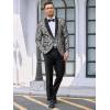 COOFANDY Men’s Floral Tuxedo Jacket Jacquard Suit Jacket Slim Fit Blazer for Wedding, Prom, Dinner(Type02-silver)