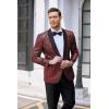 COOFANDY Men’s Floral Tuxedo Jacket Jacquard Suit Jacket Slim Fit Blazer for Wedding, Prom, Dinner(Type02-wine Red)