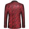 COOFANDY Men’s Floral Tuxedo Jacket Jacquard Suit Jacket Slim Fit Blazer for Wedding, Prom, Dinner(Type02-wine Red)