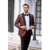 COOFANDY Men’s Floral Tuxedo Jacket Jacquard Suit Jacket Slim Fit Blazer for Wedding, Prom, Dinner(Type02-wine Red)