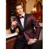 COOFANDY Men’s Floral Tuxedo Jacket Jacquard Suit Jacket Slim Fit Blazer for Wedding, Prom, Dinner(Wine Red)