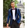 COOFANDY Men’s Floral Tuxedo Jacket Paisley Shawl Lapel Stylish Suit Blazer Jacket for Wedding, Dinner, Party, Prom(Black&blue)