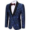 COOFANDY Men’s Floral Tuxedo Jacket Paisley Shawl Lapel Stylish Suit Blazer Jacket for Wedding, Dinner, Party, Prom(Black&blue)