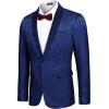 COOFANDY Men’s Floral Tuxedo Jacket Paisley Shawl Lapel Stylish Suit Blazer Jacket for Wedding, Dinner, Party, Prom(Nave Blue)