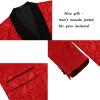 COOFANDY Men’s Floral Tuxedo Jacket Paisley Shawl Lapel Stylish Suit Blazer Jacket for Wedding, Dinner, Party, Prom(Red)