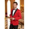 COOFANDY Men’s Floral Tuxedo Jacket Paisley Shawl Lapel Stylish Suit Blazer Jacket for Wedding, Dinner, Party, Prom(Red)