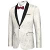 COOFANDY Men’s Floral Tuxedo Jacket Paisley Shawl Lapel Stylish Suit Blazer Jacket for Wedding, Dinner, Party, Prom(White)