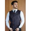 COOFANDY Mens Halloween Victorian Vest Steampunk Double Breasted Suit Vest Slim Fit Brocade Paisley Floral Waistcoat(Navy Blue)