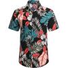 COOFANDY Men’s Hawaiian Matching Set Summer Beach 2 Piece Outfits Flower Button Down Shirts and Shorts Vacation Outfits(Classic Black Leaf)