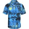 COOFANDY Men’s Hawaiian Matching Set Summer Beach 2 Piece Outfits Flower Button Down Shirts and Shorts Vacation Outfits(Coconut Trees)