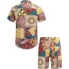 COOFANDY Men’s Hawaiian Matching Set Summer Beach 2 Piece Outfits Flower Button Down Shirts and Shorts Vacation Outfits(Khaki Paisley)