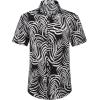 COOFANDY Men’s Hawaiian Matching Set Summer Beach 2 Piece Outfits Flower Button Down Shirts and Shorts Vacation Outfits(Leaves Black & White)