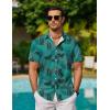 COOFANDY Mens Hawaiian Shirt Short Sleeve Button Down Shirts Tropical Floral Summer Beach Shirts(Green)
