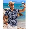 COOFANDY Mens Hawaiian Shirt Short Sleeve Button Down Shirts Tropical Floral Summer Beach Shirts(Navy-white Flowers)