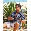 COOFANDY Mens Hawaiian Shirt Short Sleeve Button Down Shirts Tropical Floral Summer Beach Shirts(Navy-white Flowers)