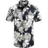 COOFANDY Men’s Hawaiian Shirt Short Sleeve Casual Button Down Tropical Summer Beach Aloha Shirts(Black / White Leaf)
