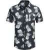 COOFANDY Men’s Hawaiian Shirt Short Sleeve Casual Button Down Tropical Summer Beach Aloha Shirts(Black / White Pineapple)