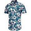COOFANDY Men’s Hawaiian Shirt Short Sleeve Casual Button Down Tropical Summer Beach Aloha Shirts(Green / White Floral)