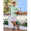 COOFANDY Men’s Hawaiian Shirt Short Sleeve Casual Button Down Tropical Summer Beach Aloha Shirts(Green-white Leaves)