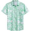 COOFANDY Men’s Hawaiian Shirt Short Sleeve Casual Button Down Tropical Summer Beach Aloha Shirts(Green-white Leaves)