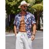 COOFANDY Men’s Hawaiian Shirt Short Sleeve Casual Button Down Tropical Summer Beach Aloha Shirts(Navy Blue / Pink Floral)