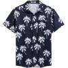 COOFANDY Men’s Hawaiian Shirt Short Sleeve Casual Button Down Tropical Summer Beach Aloha Shirts(Navy-coconut Tree)