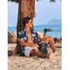 COOFANDY Men’s Hawaiian Shirt Short Sleeve Casual Button Down Tropical Summer Beach Aloha Shirts(Navy-coconut Tree)