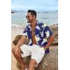 COOFANDY Men’s Hawaiian Shirt Short Sleeve Casual Button Down Tropical Summer Beach Aloha Shirts(Navy-orange Flowers)