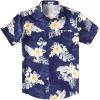 COOFANDY Men’s Hawaiian Shirt Short Sleeve Casual Button Down Tropical Summer Beach Aloha Shirts(Navy-orange Flowers)