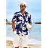 COOFANDY Men’s Hawaiian Shirt Short Sleeve Casual Button Down Tropical Summer Beach Aloha Shirts(Navy-orange Flowers)