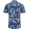 COOFANDY Men’s Hawaiian Shirt Short Sleeve Casual Button Down Tropical Summer Beach Aloha Shirts(Royal Blue / Red Leaf)