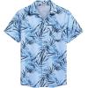 COOFANDY Men’s Hawaiian Shirt Short Sleeve Casual Button Down Tropical Summer Beach Aloha Shirts(White-blue Leaves)