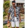 COOFANDY Men’s Hawaiian Shirt Short Sleeve Floral Button Down Shirts Tropical Holiday Beach Shirts(Black – White Flower)