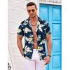 COOFANDY Men’s Hawaiian Shirt Short Sleeve Floral Button Down Shirts Tropical Holiday Beach Shirts(Black-apricot Bloom)