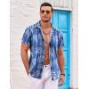 COOFANDY Men’s Hawaiian Shirt Short Sleeve Floral Button Down Shirts Tropical Holiday Beach Shirts(Blue-white Leaf)