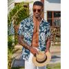 COOFANDY Men’s Hawaiian Shirt Short Sleeve Floral Button Down Shirts Tropical Holiday Beach Shirts(Dark Green – White Flower)