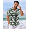 COOFANDY Men’s Hawaiian Shirt Short Sleeve Floral Button Down Shirts Tropical Holiday Beach Shirts(Green – White Flower)