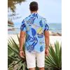 COOFANDY Men’s Hawaiian Shirt Short Sleeve Floral Button Down Shirts Tropical Holiday Beach Shirts(Light Blue-palm Leaf)