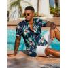 COOFANDY Men’s Hawaiian Shirt Short Sleeve Floral Button Down Shirts Tropical Holiday Beach Shirts(Navy – Flamingo)