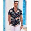 COOFANDY Men’s Hawaiian Shirt Short Sleeve Floral Button Down Shirts Tropical Holiday Beach Shirts(Navy Blue-tropical Floral)