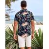 COOFANDY Men’s Hawaiian Shirt Short Sleeve Floral Button Down Shirts Tropical Holiday Beach Shirts(Navy Blue-tropical Floral)
