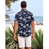 COOFANDY Men’s Hawaiian Shirt Short Sleeve Floral Button Down Shirts Tropical Holiday Beach Shirts(Navy Blue-white Tree)