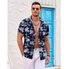 COOFANDY Men’s Hawaiian Shirt Short Sleeve Floral Button Down Shirts Tropical Holiday Beach Shirts(Navy Blue-white Tree)