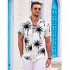 COOFANDY Men’s Hawaiian Shirt Short Sleeve Floral Button Down Shirts Tropical Holiday Beach Shirts(White-coconut Tree)