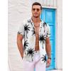 COOFANDY Men’s Hawaiian Shirt Short Sleeve Floral Button Down Shirts Tropical Holiday Beach Shirts(White-coconut Tree)