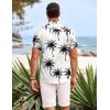 COOFANDY Men’s Hawaiian Shirt Short Sleeve Floral Button Down Shirts Tropical Holiday Beach Shirts(White-coconut Tree)