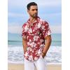 COOFANDY Men’s Hawaiian Shirt Short Sleeve Floral Button Down Shirts Tropical Holiday Beach Shirts(Wine Red – White Flower)