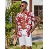 COOFANDY Men’s Hawaiian Shirt Short Sleeve Floral Button Down Shirts Tropical Holiday Beach Shirts(Wine Red – White Flower)
